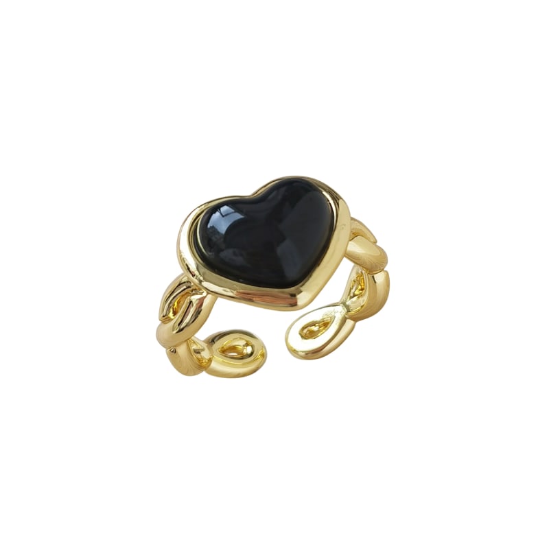 Thumbnail of Porcelain Black Heart Braided Ring image