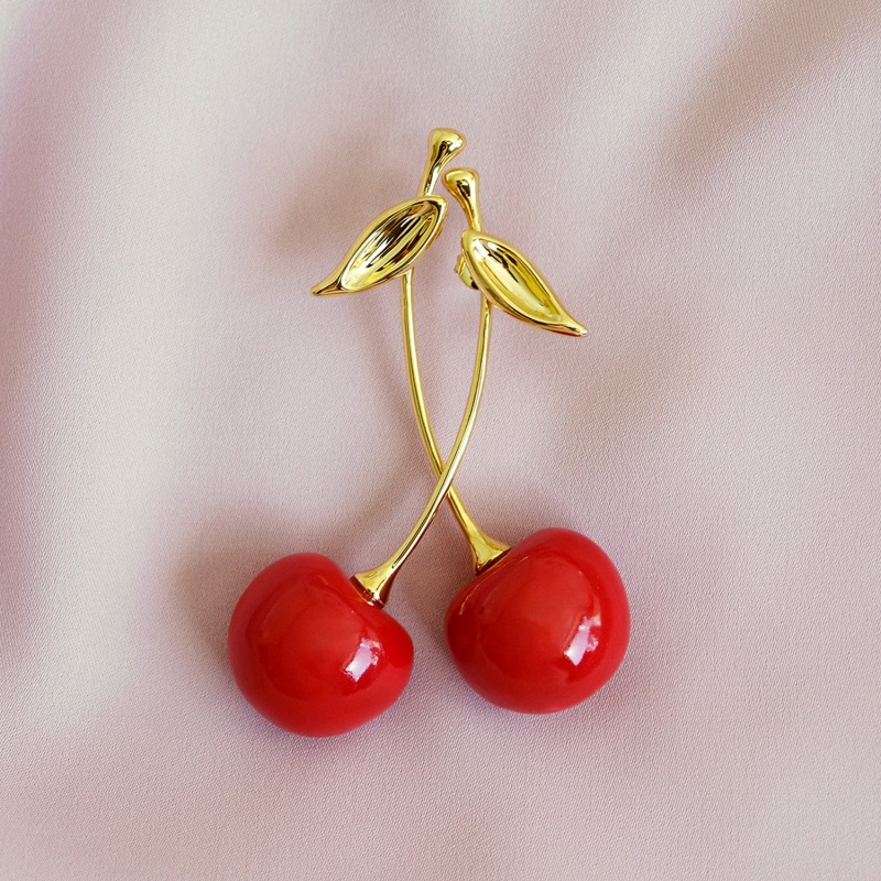 Gold cherry earrings sales
