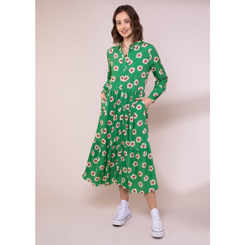 Posy Ecovero Midi Shirt Dress Green | Anorak | Wolf & Badger