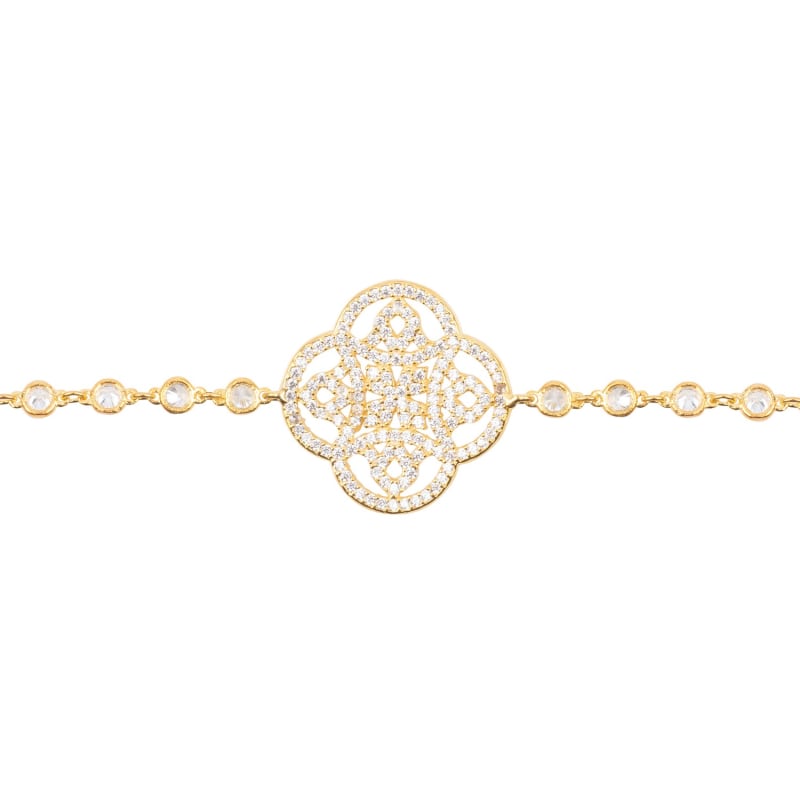 Thumbnail of Celtic Knot Clover Tennis Bracelet Gold image