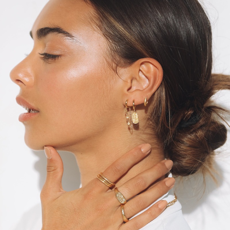 Thumbnail of Mendoza Gold Huggie Earrings image
