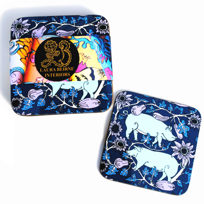 Thumbnail of Set Of 6 The Blue Country Pig Coasters image