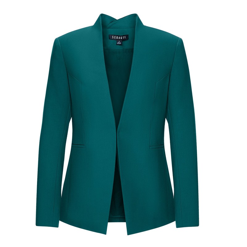 Thumbnail of Evergreen Nicole Seasonless Extra Fine Merino Wool Crossover Collar Blazer image