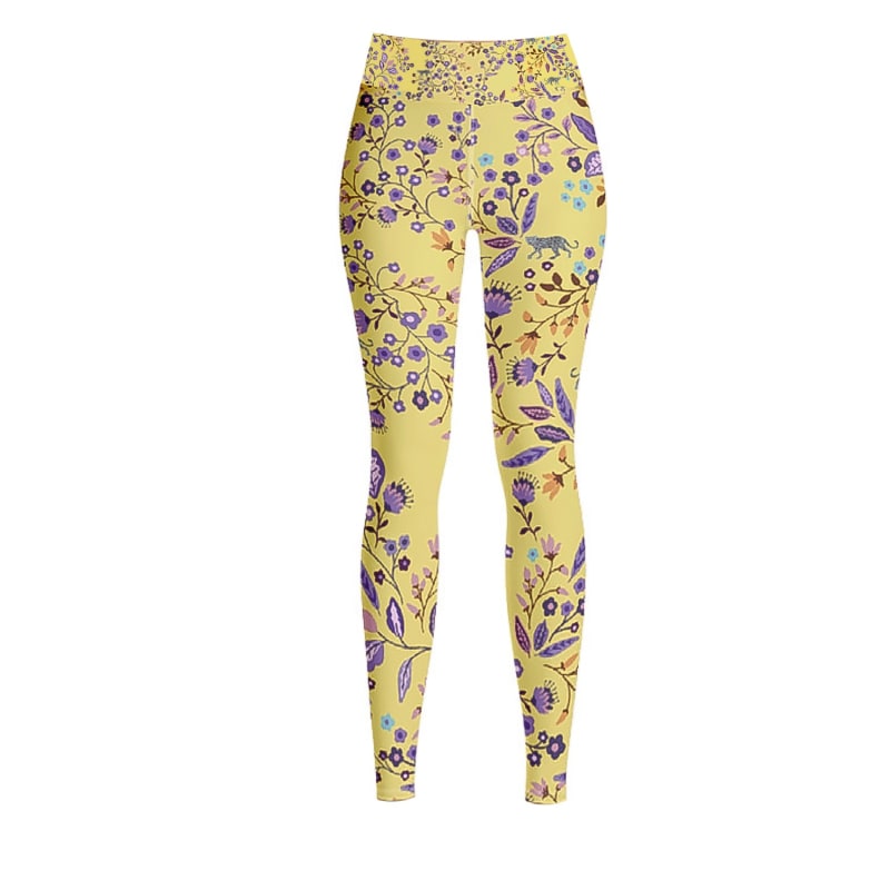 Thumbnail of High Waist Yoga Leggings In Yellow Garden image