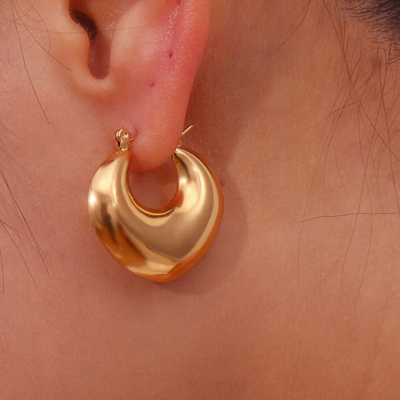 Puffy Heart Hoops - Gold