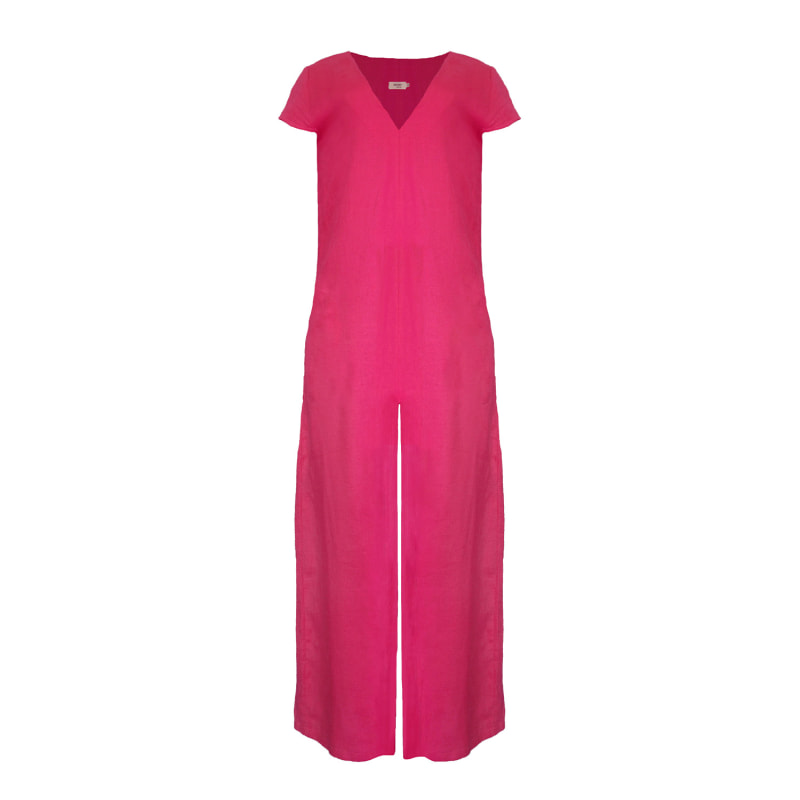 Thumbnail of Pure Linen Casablanca Jumpsuit In Fuchsia image