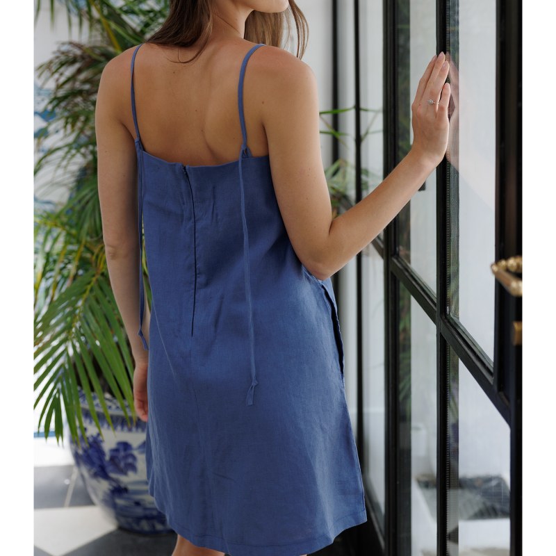 Thumbnail of Pure Linen Marbella Dress In Blue image