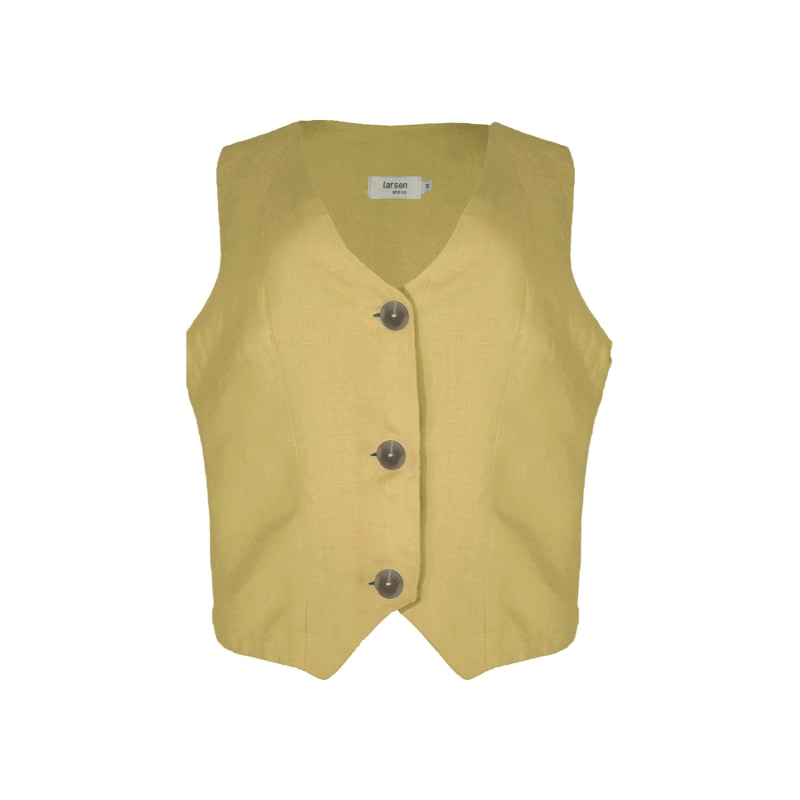 Thumbnail of Pure Linen Valencia Waistcoat In Chartreuse image