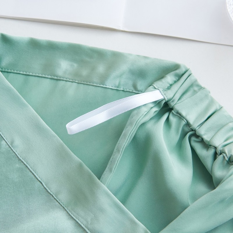 Thumbnail of Pure Mulberry Silk Shorts High-Waisted In Jade Green image