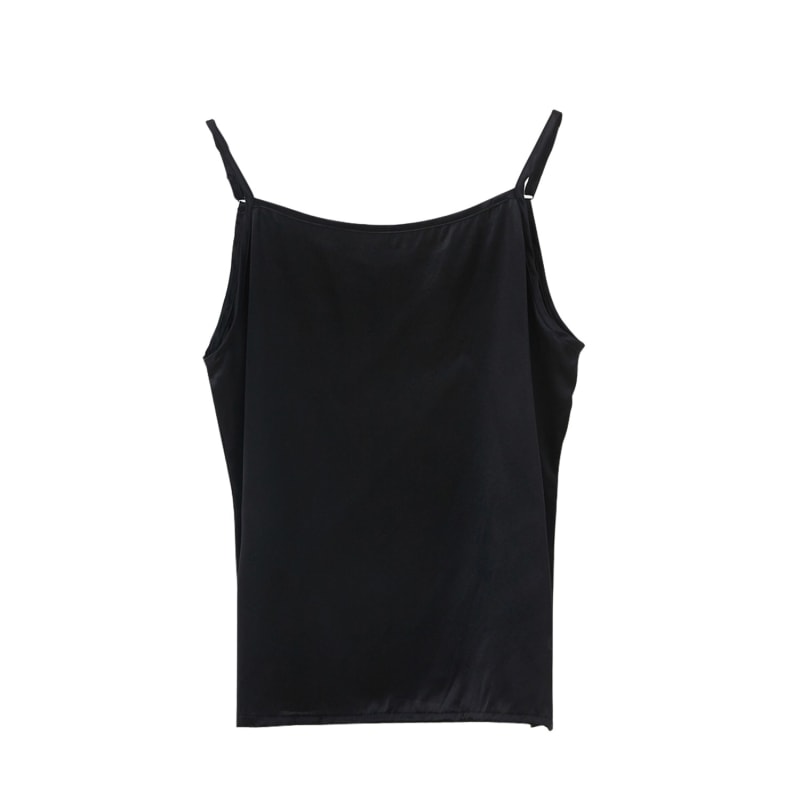 Black Pure Mulberry Silk Camisole with Adjustable Straps | Relaxed Fit | 19  Momme | Soar Collection