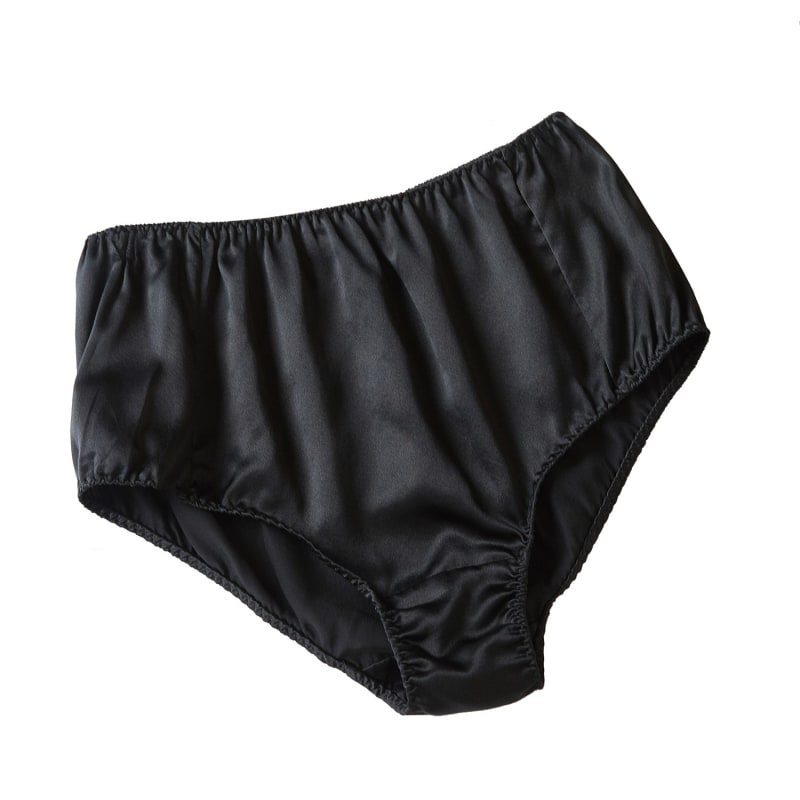 Pure Mulberry Silk French Cut Panties, High Waist In Black