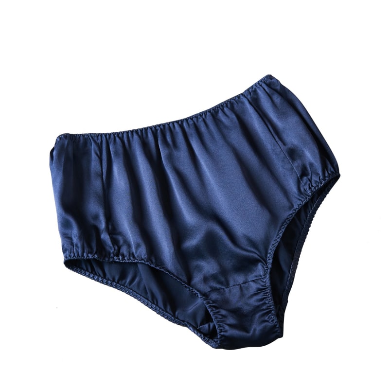 Pure Mulberry Silk French Cut Panties, High Waist In Black