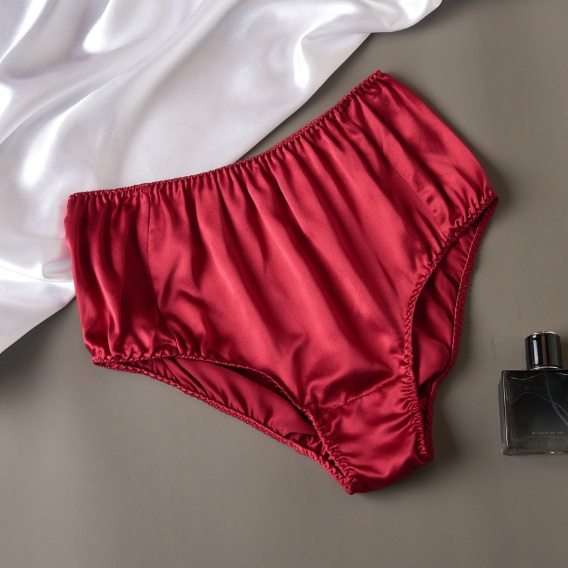 Pure Mulberry Silk French Cut Panties High Waist In Ruby Soft