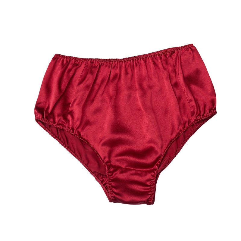 Pure Mulberry Silk French Cut Panties, High Waist In Ruby, Soft Strokes  Silk