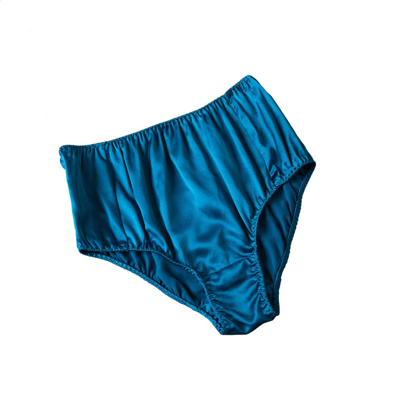 Turquoise Pure Mulberry Silk French Cut Panties High Waist 22