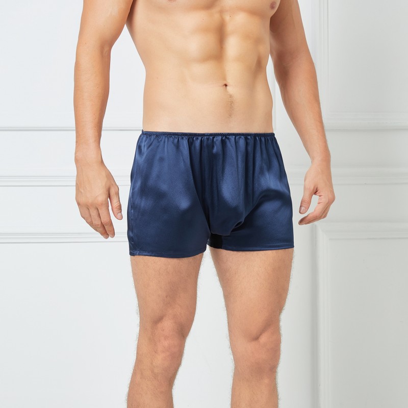 Thumbnail of Pure Mulberry Silk Men Trunks | Low Rise In Navy image