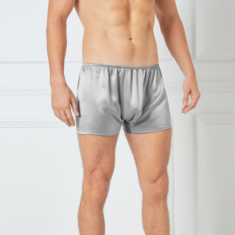 Thumbnail of Pure Mulberry Silk Men Trunks | Low Rise In Silver Grey image