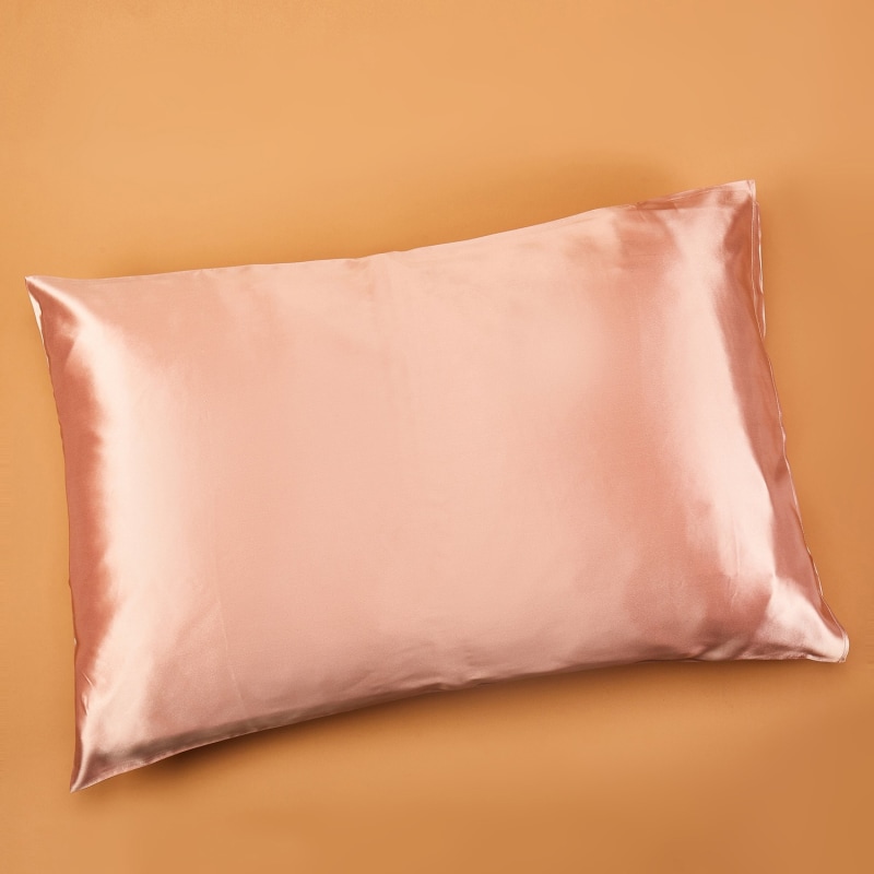 Gift Set: Rose Gold Pure Mulberry Silk Pillowcase, Eye Mask And Scrunchies, King Size, Soft Strokes Silk