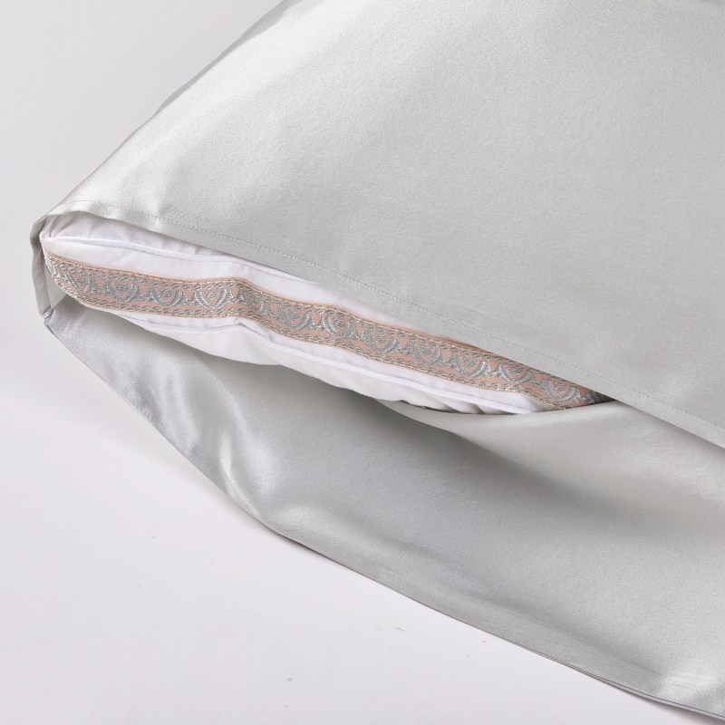 Thumbnail of Gift Set: Silver Grey Pure Mulberry Silk Pillowcase, Eye Mask And Scrunchies | Standard Size image