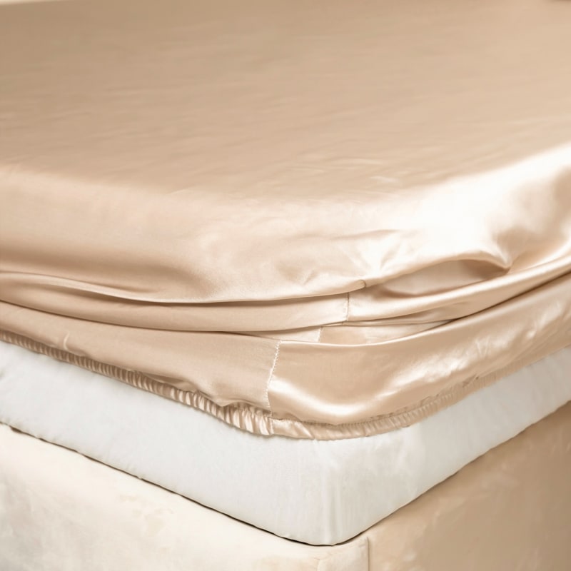 Thumbnail of Pure Mulberry Silk Seamless Fitted Sheet - King - Beige image