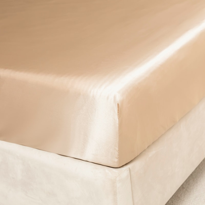 Thumbnail of Pure Mulberry Silk Seamless Fitted Sheet - King - Beige image