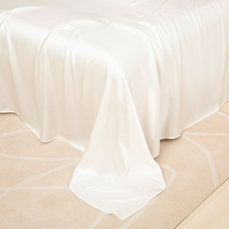 Thumbnail of Pure Mulberry Silk Seamless Flat Sheet - Double - Ivory image