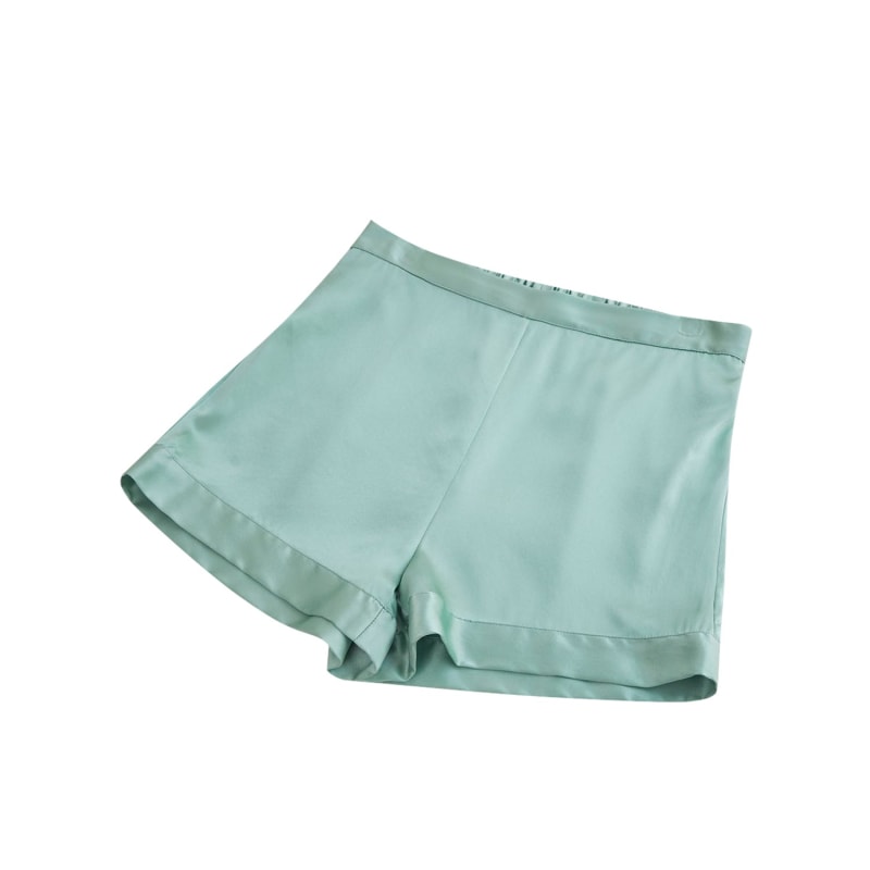 Thumbnail of Pure Mulberry Silk Shorts High-Waisted In Jade Green image