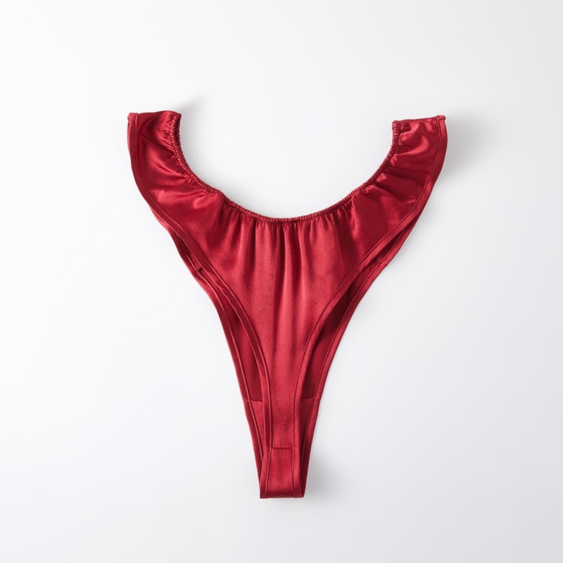 Pure Mulberry Silk T-String Pantie | Mid To High Waist Thong In Ruby by  Soft Strokes Silk