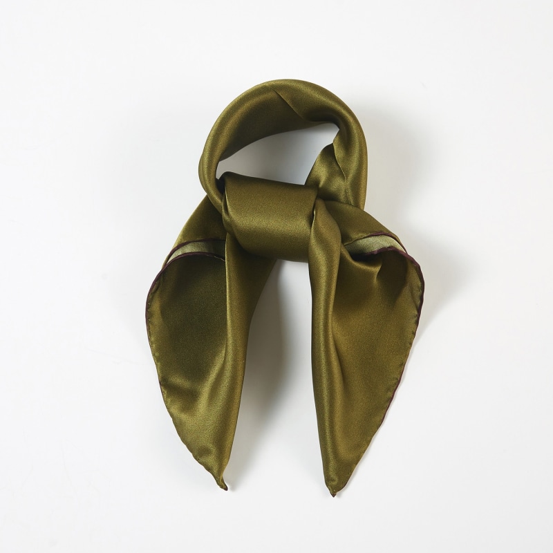Pure Silk Scarf Olive Tree Solid Colour Collection Olive Green Small Soft Strokes Silk Wolf Badger