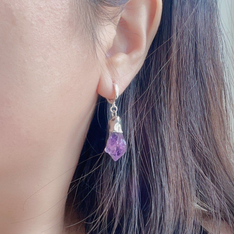 Thumbnail of Purple Crystal Sterling Silver Earrings image