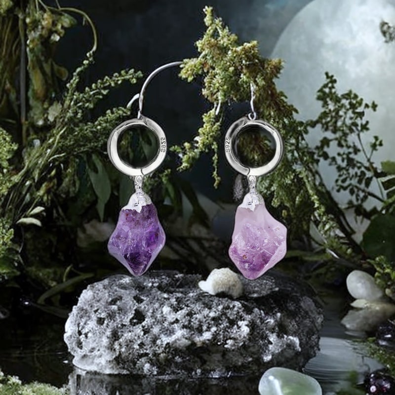 Thumbnail of Purple Crystal Sterling Silver Earrings image