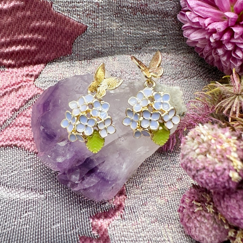 Thumbnail of Purple Flower With Butterfly Stud Earrings image