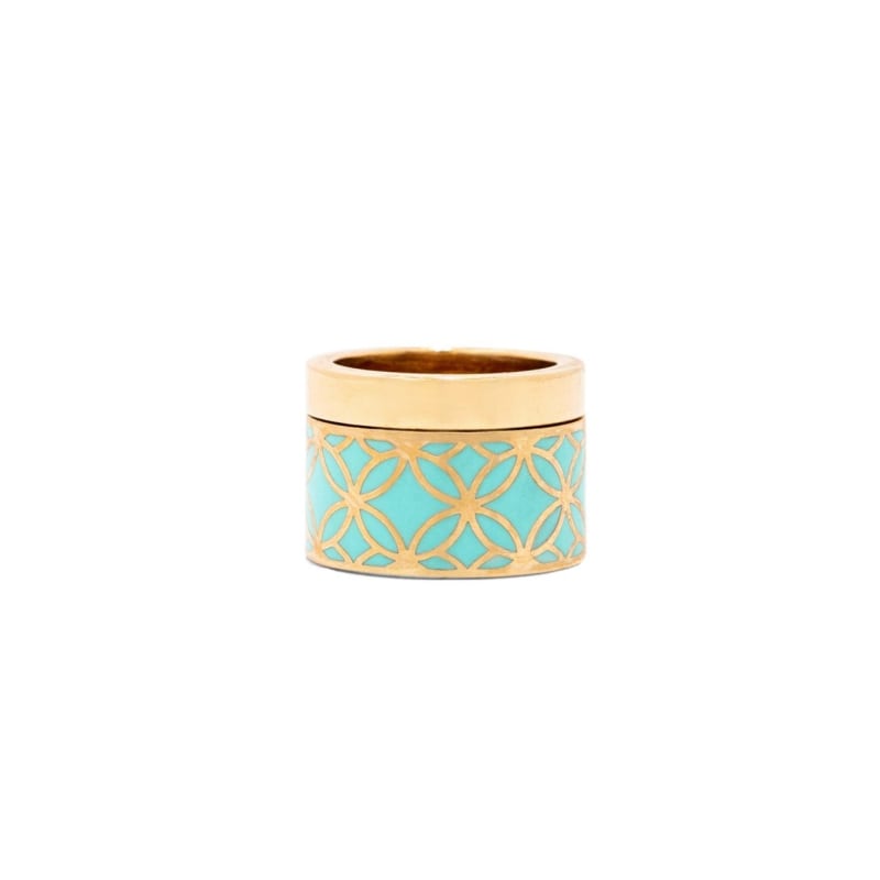 Thumbnail of Signature Gold Turquoise Resin Band Ring image