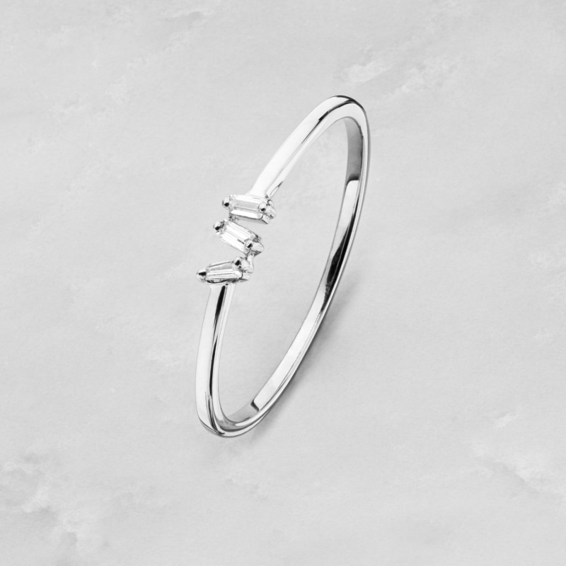 Thumbnail of Silver Three Baguette Diamond Style Ring image