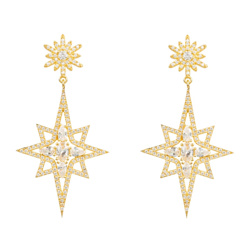 Thumbnail of Northern Star Burst Drop Earring Gold image