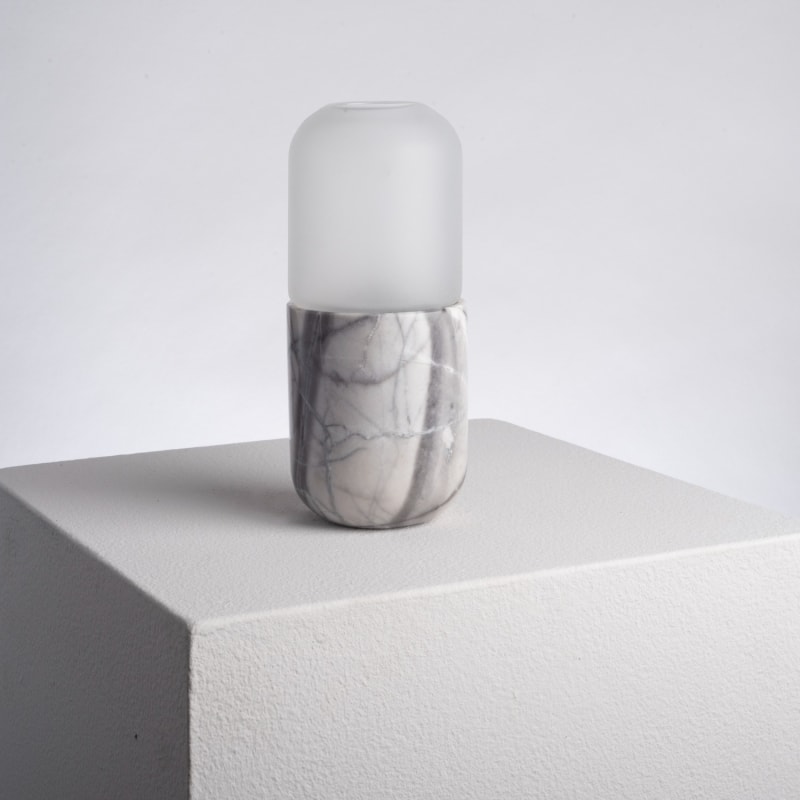 Thumbnail of Pill Candle Holder - White Raku Marble image