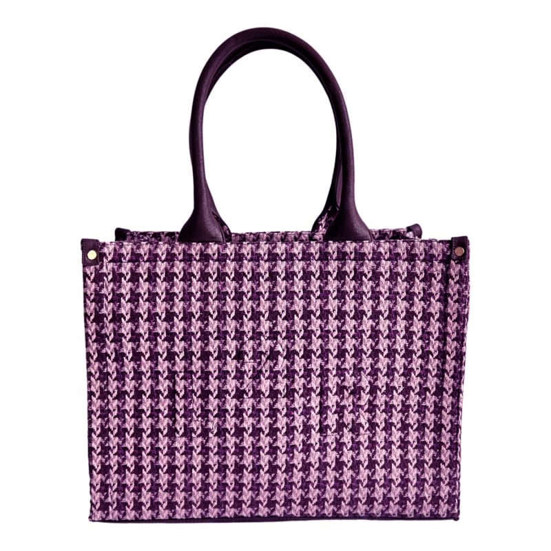 Shopper Tote Bag In Houndstooth Purple Wool | L2R THE LABEL ...