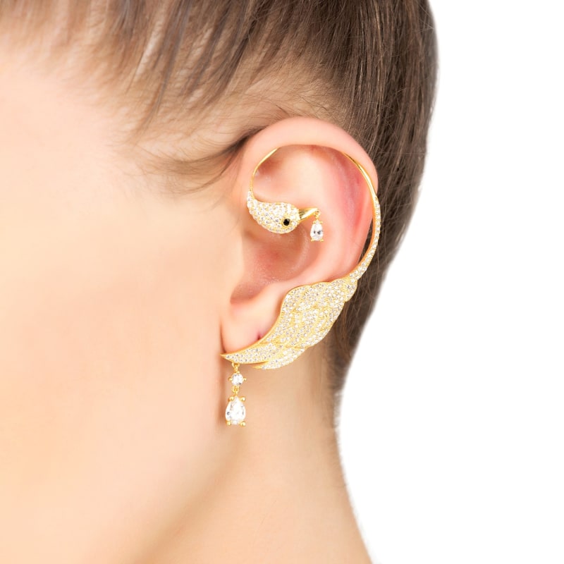 Thumbnail of Bird Of Paradise Ear Climber White Rose Gold Left image