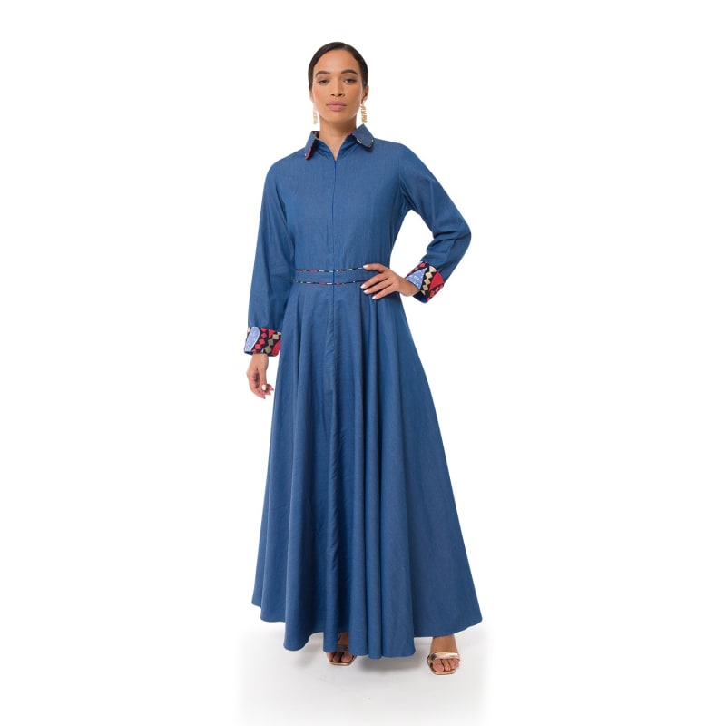 Thumbnail of Salma Maxi Shirt Dress - Denim image