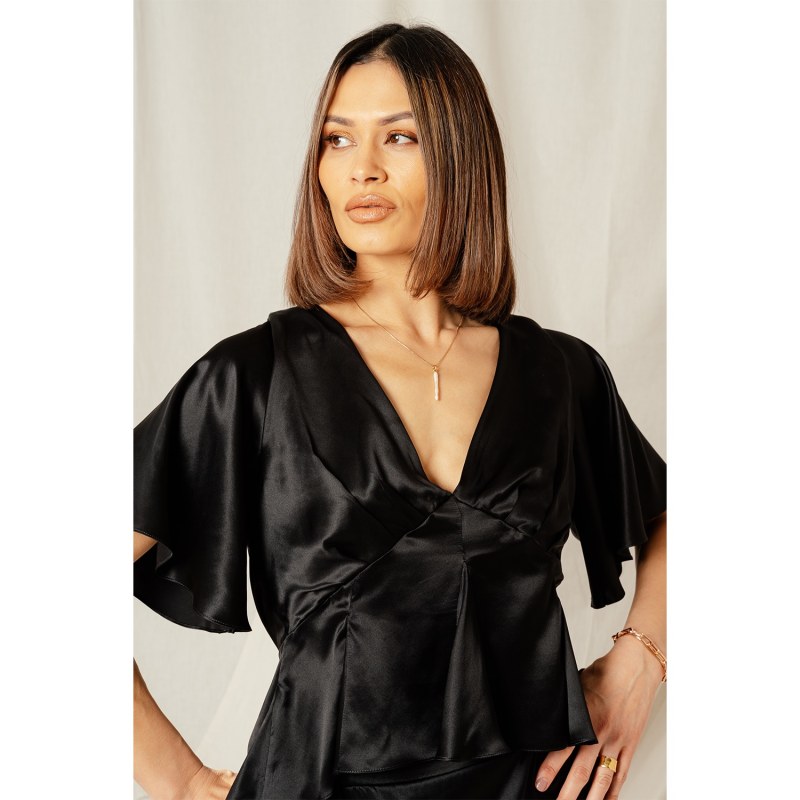 Thumbnail of Godet Peplum Top Black image