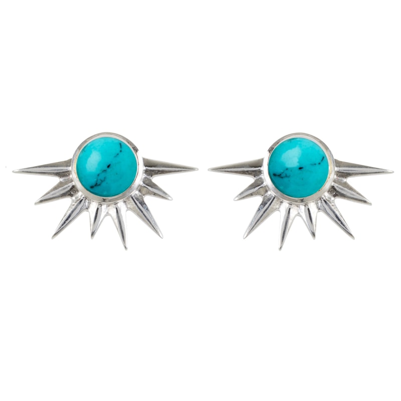 Thumbnail of Total Eclipse Silver Statement Stud Earrings - Turquoise image