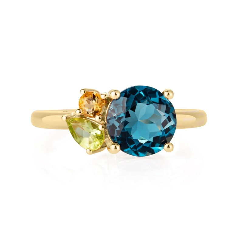 Thumbnail of Teal Topaz Gold Cluster Ring image