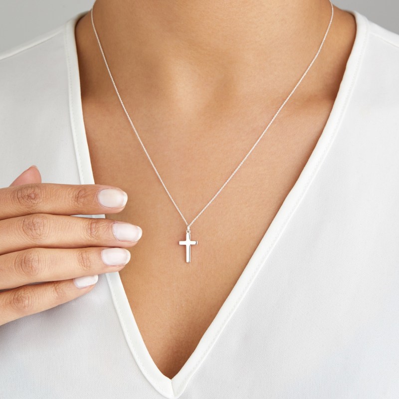 Thumbnail of Sterling Silver Cross Charm Necklace image
