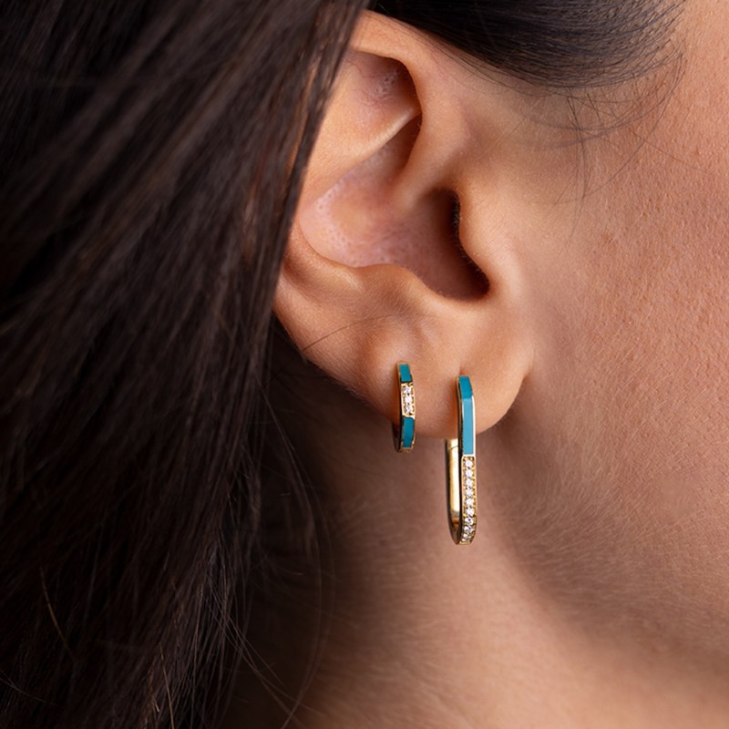 Turquoise enamel deals earrings