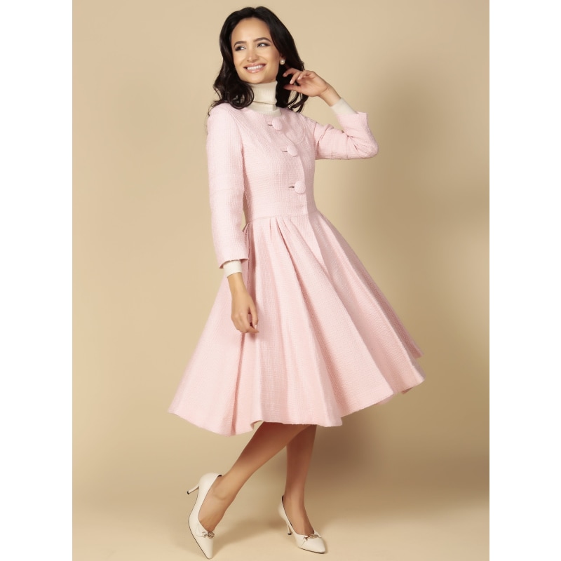 Thumbnail of 'Lady' Italian Wool Swing Dress Coat In Rosa image