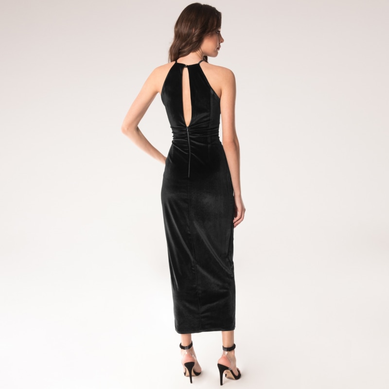 Thumbnail of Velvet Black Drapped Dress Sofia image