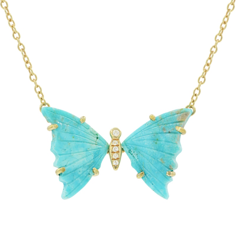 Thumbnail of Turquoise Butterfly Necklace With White Topaz image