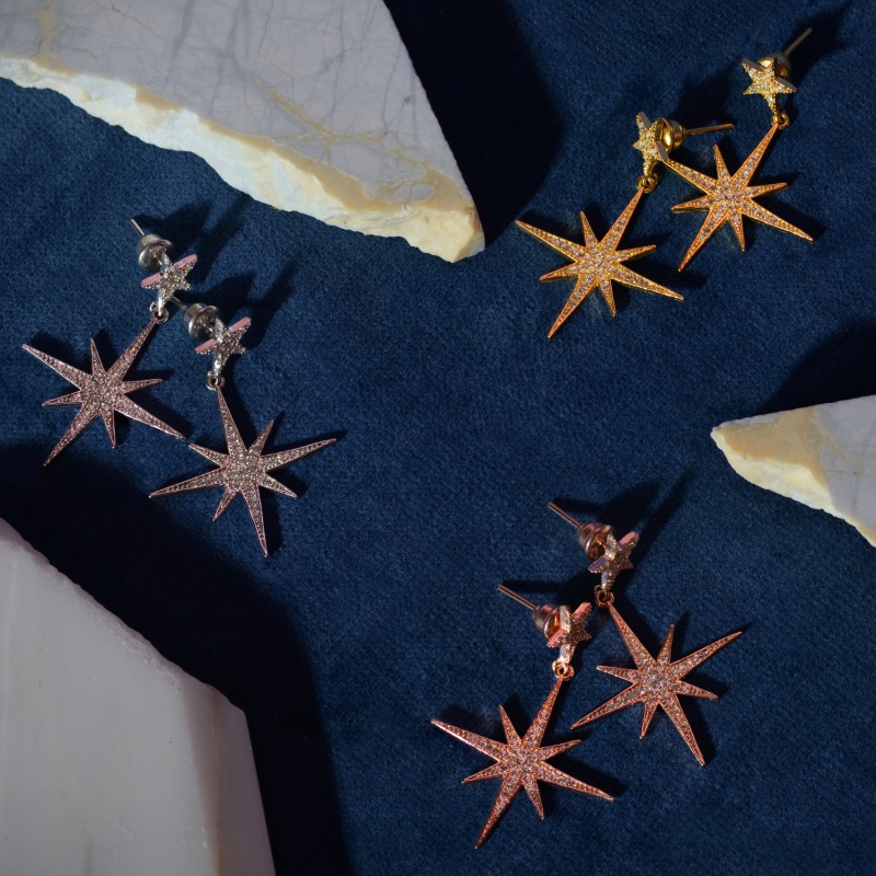 Thumbnail of Large Star Burst Drop Earring Gold image