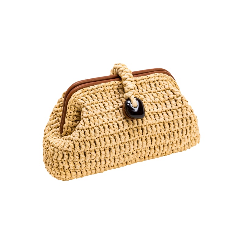 Thumbnail of Alessa Natural & Tan Raffia Clutch image