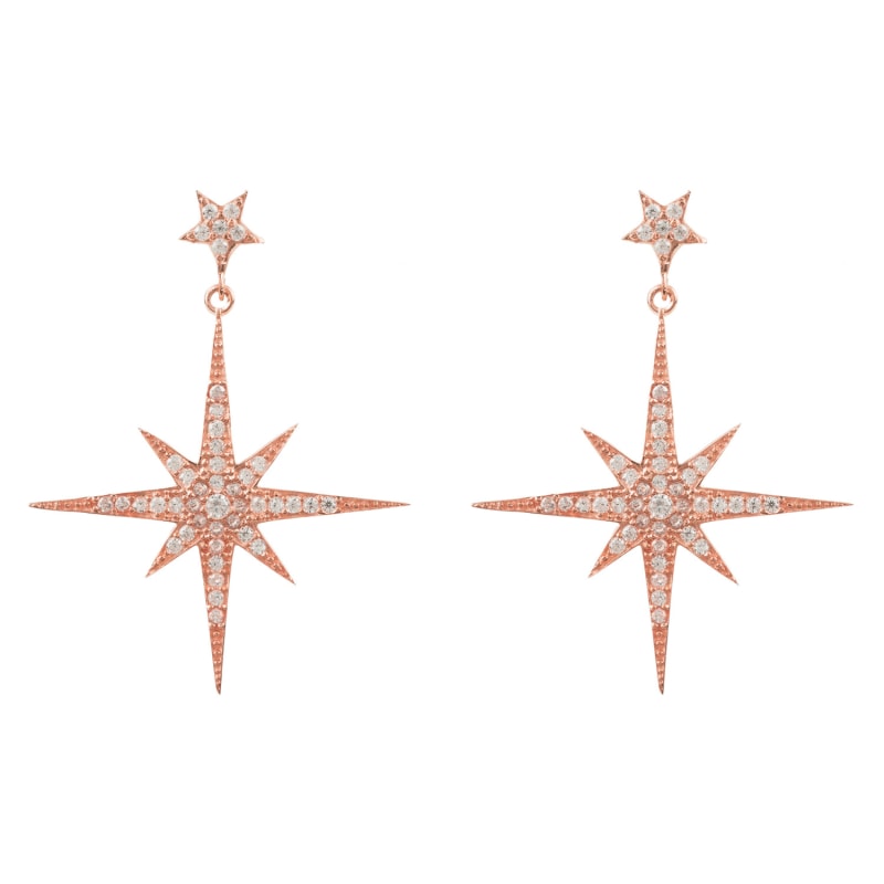 Thumbnail of Large Star Burst Drop Earring Rosegold image